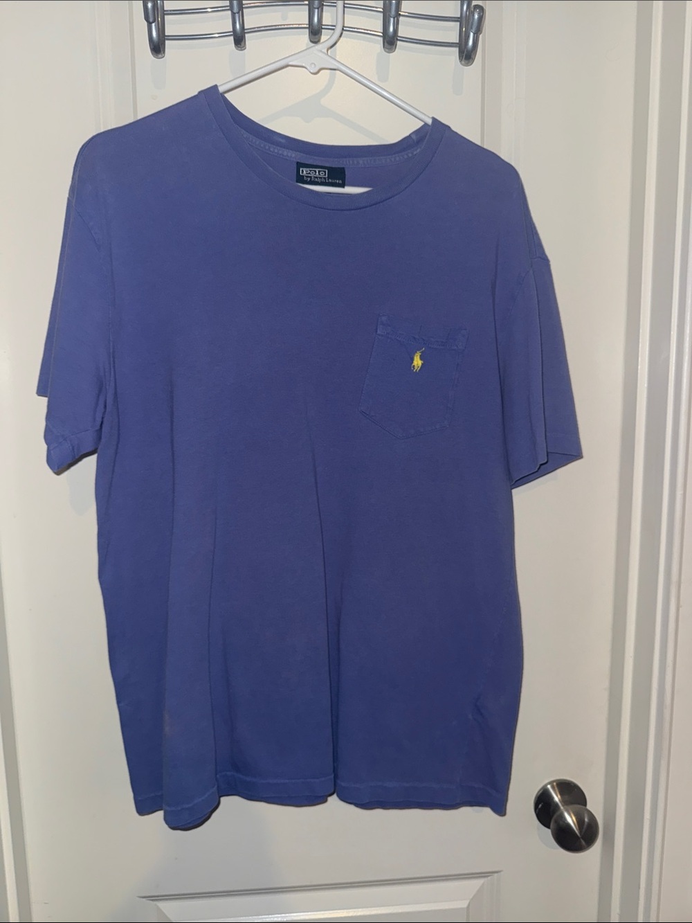 Polo by Ralph Lauren Purple Short Sleeve Pocket Tee with Yellow Pony Logo
